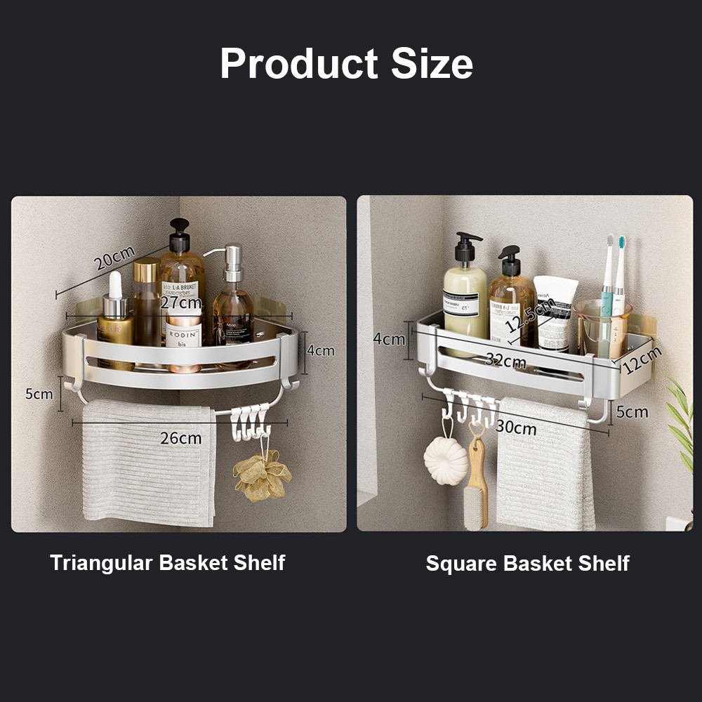 . Shower Corner Shelf Bathroom Storage Shelves No Drilling Space -