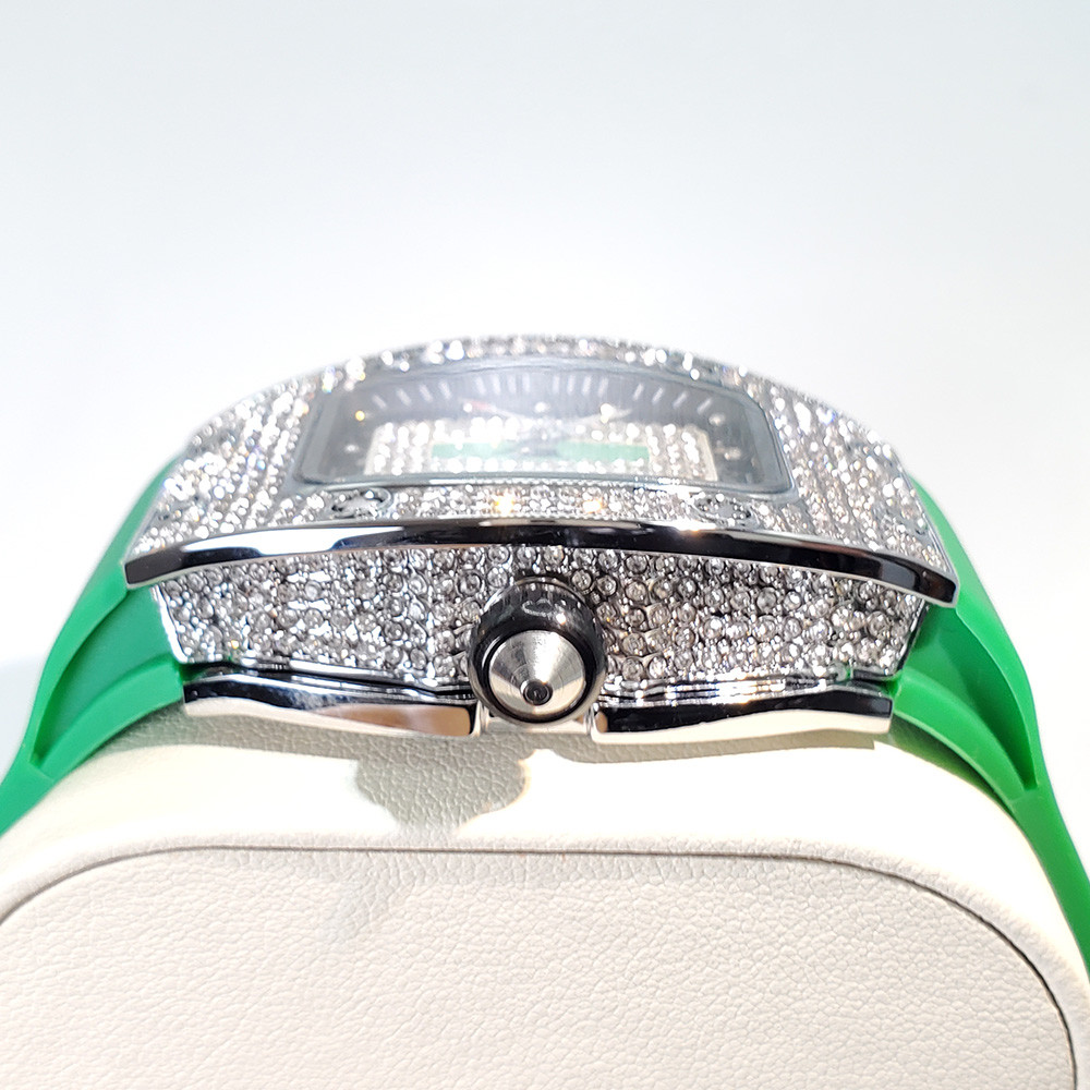 Luxury Diamond Watch For Women Elegant Tonneau Original Design Watches Fashion Ice Out Sport Rubber