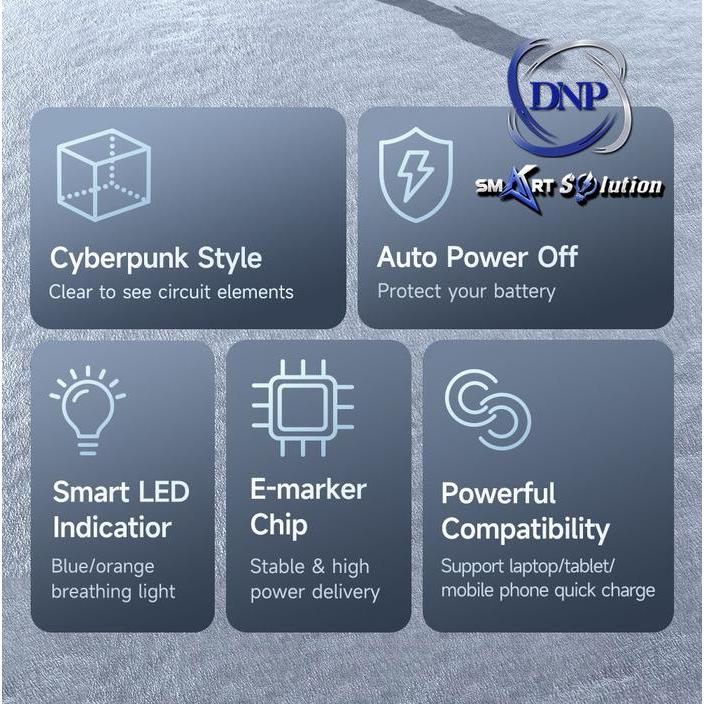 CA-2840 Kabel PD Transparent Auto Power Off Type C to Type C