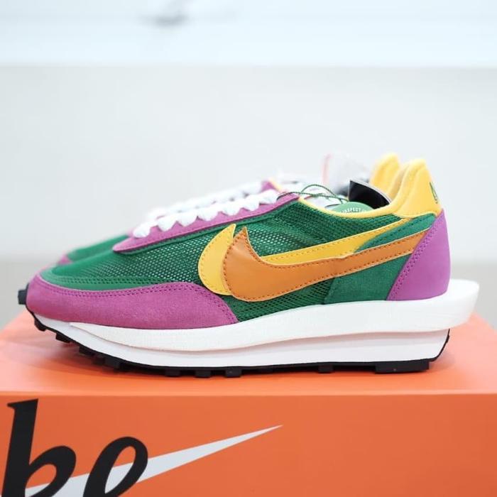LD waffle sacai Green Purple sneakers sepatu authentic