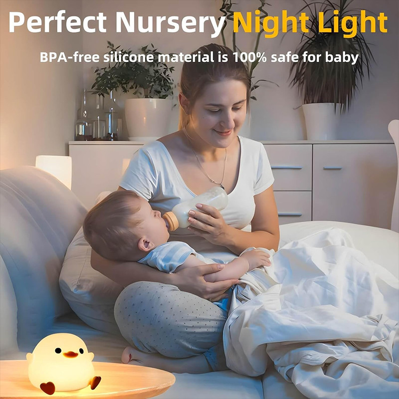 DoDo Duck Night Light, Cute Duck Lamp, Rechargeable Dimmable Nightlight, Silicone LED Bedside Lamp