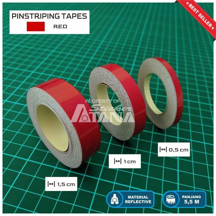 Pinstripe List Velg Body Sepeda Motor Mobil Merah Red Lebar 1,5 cm
