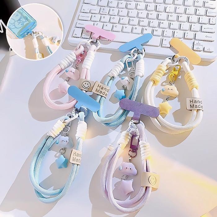 Gantungan HP Lucu [Tali Pendek & Liontin] Motif Awan Bintang - Aesthetic Korea, Universal untuk