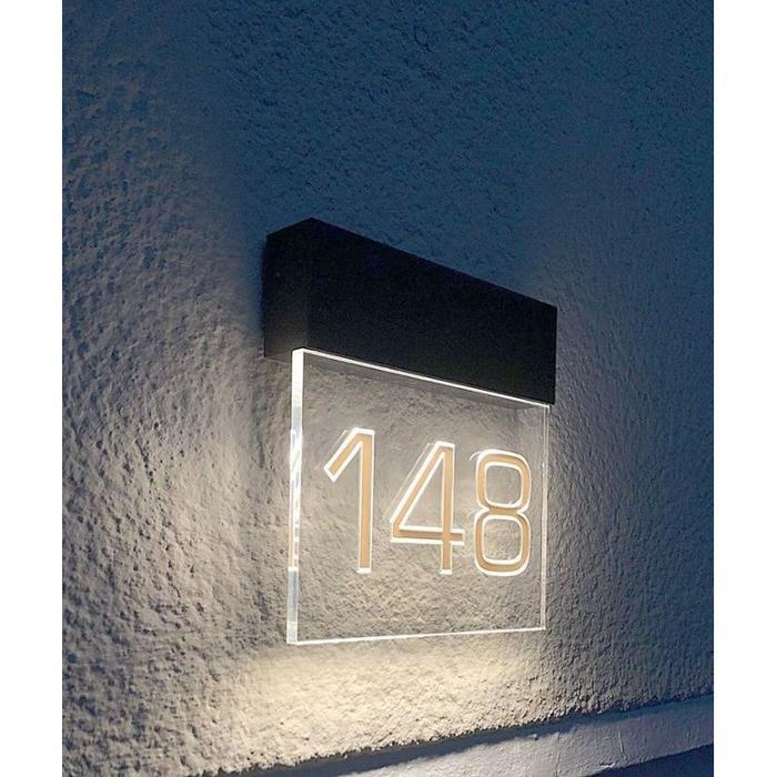 Nomor Rumah LED Akrilik Nyala Dengan Lampu LED - Dengan baterai