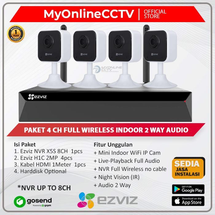 Paket 4 IP Camera CCTV Wireless Wifi EZVIZ NVR KIT Praktis Tanpa Kabel