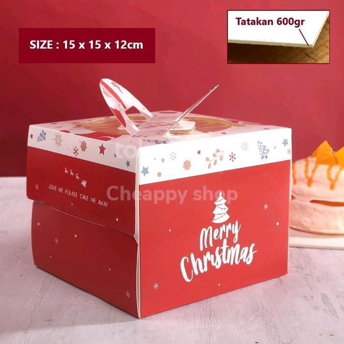 Box Natal 15X15 Box Natal Kue Tart Box Natal Kue Bolu Dus Natal Kue Terpercaya