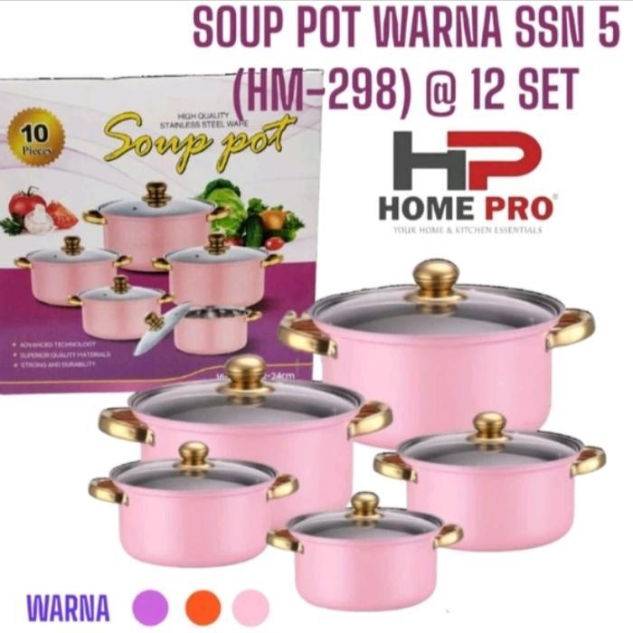 Panci Set Warna Stainless Steel Panci Soup Pot Warna Tutup Kaca