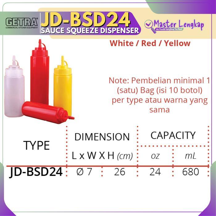 GETRA SAUCE SQUEEZE DISPENSER JD-BSD24 WHITE / RED / YELLOW BISA GRAB