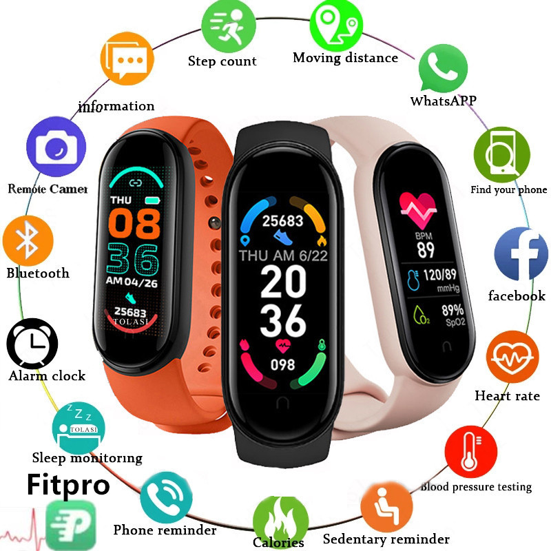 M6 Smart Watch Men Women Monitor Fitness Sports Smart Band Fitpro Version Music Heart Rate Take