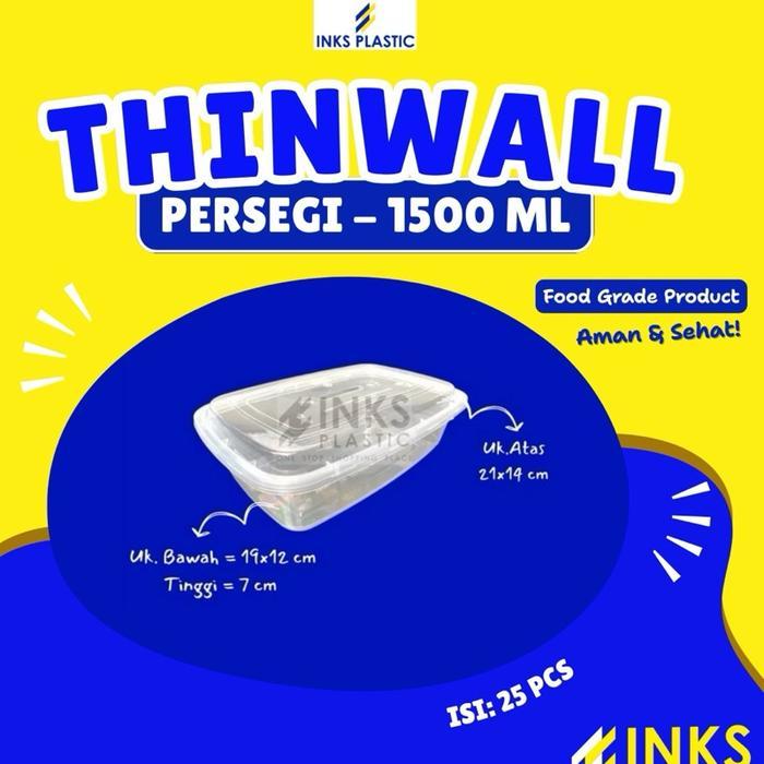 THINWALL 1500 ML PERSEGI PANJANG RECTANGLE (25 PCS)