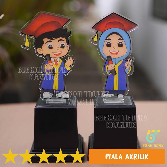 NEW Piala Wisuda Murah Hijab (Warna Biru)/Piala Kelulusan/Piala Wisuda/Piala Tk/Vandel Wisuda Diskon