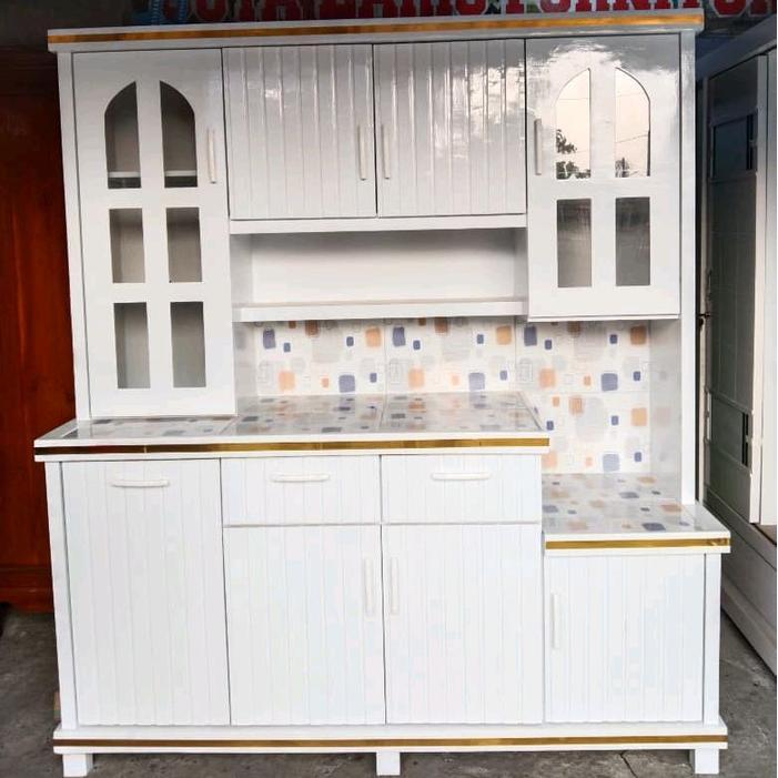 rak piring lemari dapur minimalis 4 pintu