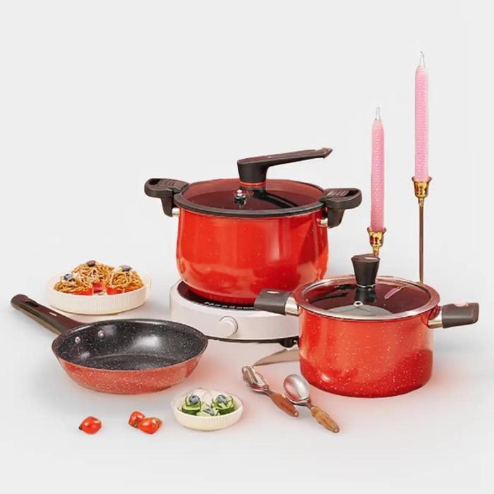 Cosmos - Royalstar Set Isi 3 Panci + Wajan + Presto Tahan Karat Serbaguna Set Peralatan Masak