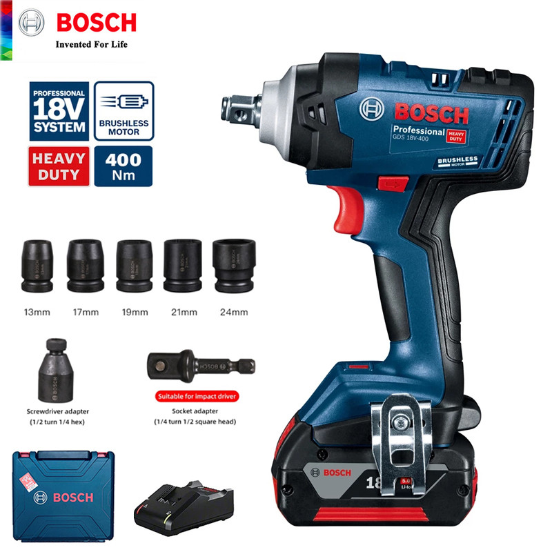 . Bosch Cordless Impact Wrench Brushless Motor Lithium Battery Rechargeable Electric Wrench Gds -