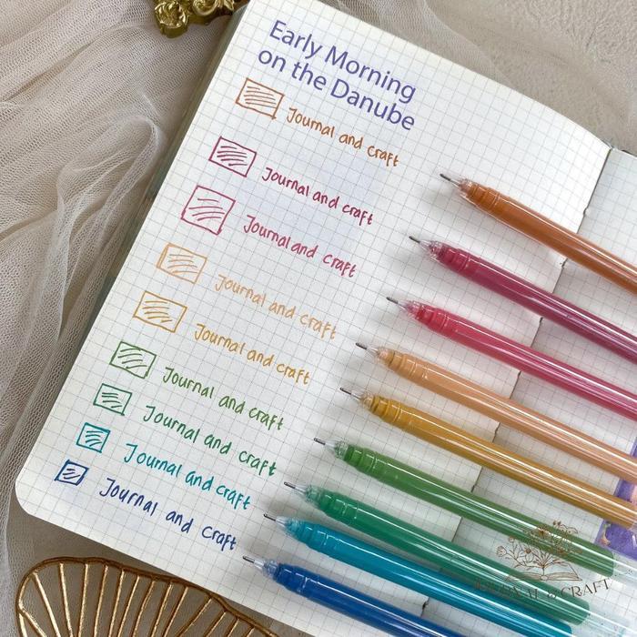 WINZIGE 9 COLORS GEL PEN SET DRAWING PULPEN WARNA WARNI LUCU AESTHETIC MORANDI PASTEL RETRO COLOR
