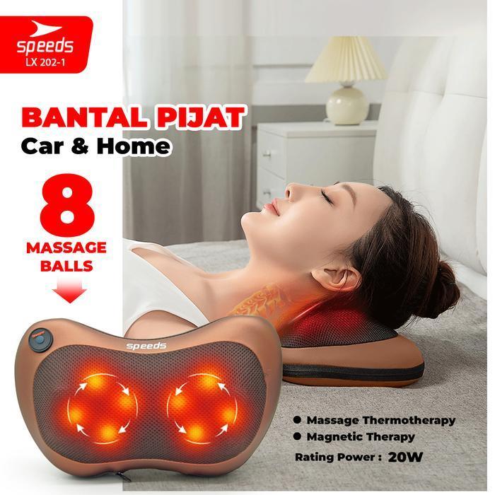 READY SPEEDS Bantal Pijat 8 Bola Massage Pillow Mobil dan Rumah Car Home Bantal Pijat Leher Punggung