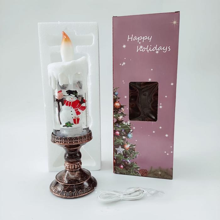 Lilin LED Natal Snowglobe Motif Natal Yesus Kado Natal Lilin Elektrik