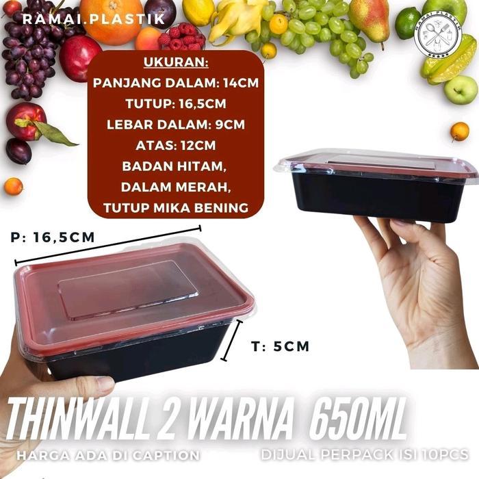 Kotak makanan 650ml tahan panas/ isi 10pcs takeawaybox/ thinwall 2 warna