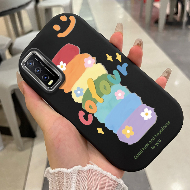 Casing Hp Untuk VIVO Y20 Y20i Y20s Y20T Y12s Y12a Case Casing Graffiti Pelangi pola Kerang gemuk pon