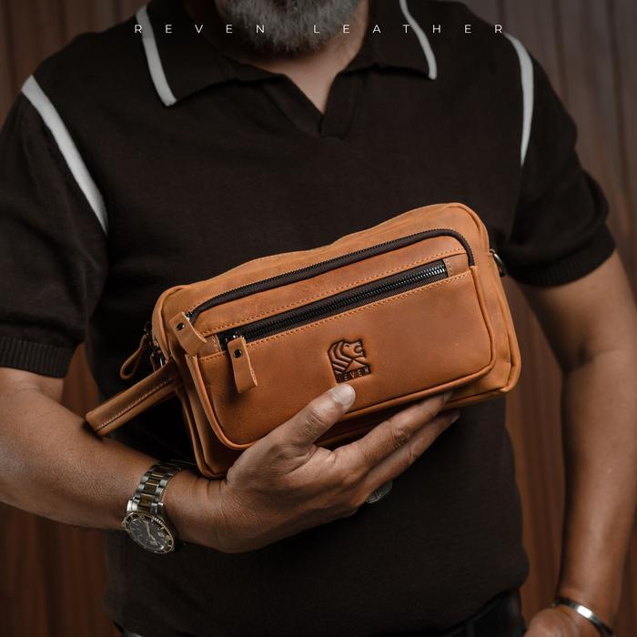 Reven Leather Nakula Pouch Bag Tas Kulit Asli Crazy Horse 2 Style (Slingbag & Pouch) Free Random