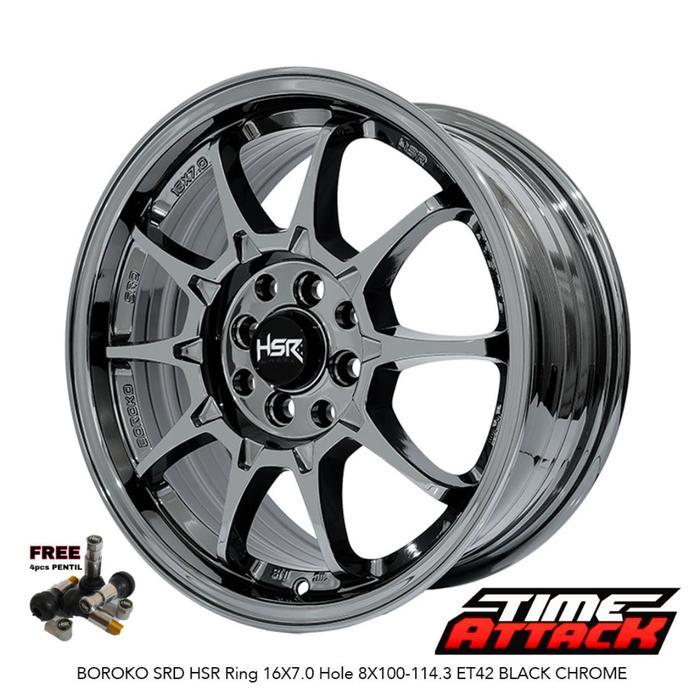 Velg Ring 16 Black Chrome Boroko SRD Velg Mobil Jazz Yaris Baleno Velg HSR Original