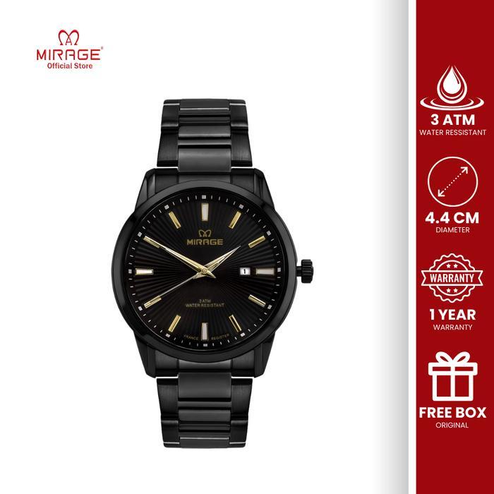 Mirage Watch - Jam Tangan Pria Kasual Formal Analog Hitam Tanggal Anti Air Bergaransi 8859 M vintage