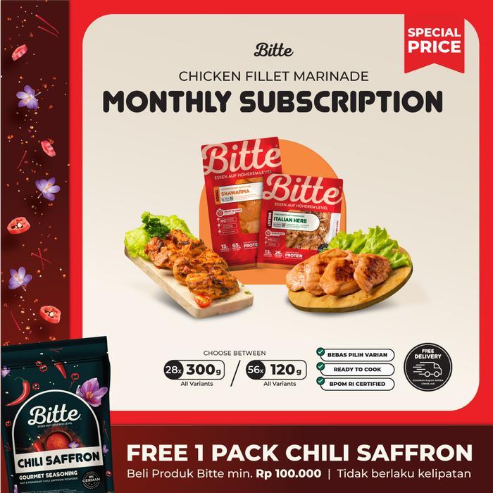 MONTHLY SUBSCRIPTION - BITTE HEALTHY CHICKEN MARINADE READY TO COOK HIGH PROTEIN LOW CALORIE LOW FAT