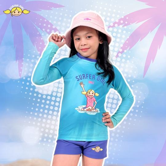 Surfer Girl Hello Wave Swimwear Girls Baju Renang Anak Perempuan Baju Berenang Baju Pantai Atasan