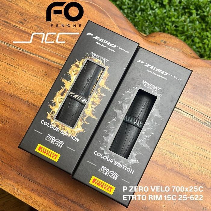 PIRELLI P ZERO VELO ETRTO COLOUR EDITION 700x25C 25-622 GOLD / ANTRAIT / BAN LUAR SEPEDA ROAD BIKE