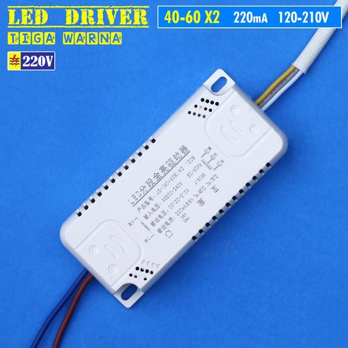 Driver Led 3 Warna 40-60 220mA Driver Lampu Hias Gantung Tempel Plafon Led Dua Tiga Warna 60W 70W