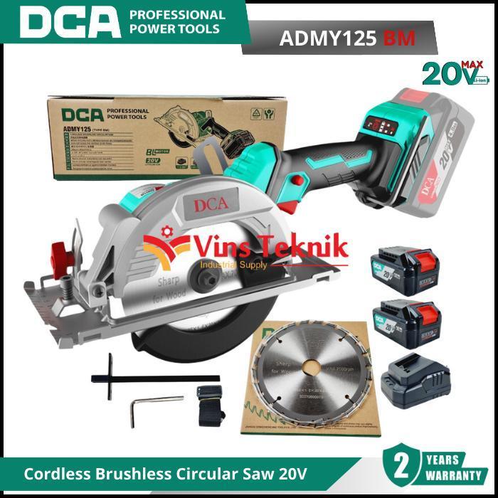 DCA ADMY125 BM Mesin Gergaji Kayu Sirkel Baterai Cordless Brushless Circular Saw 5" 125MM 20V ADMY12