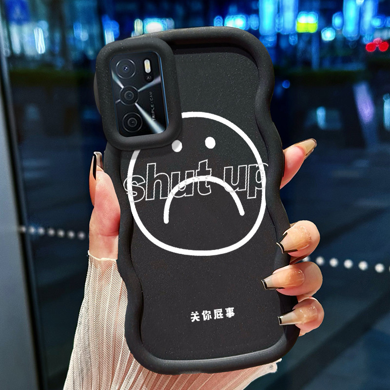 Casing Hp Untuk OPPO A16 A16s A54s Case Emoji sedih Cesing Polos Kasing Macaron gelombang Kesing Sil