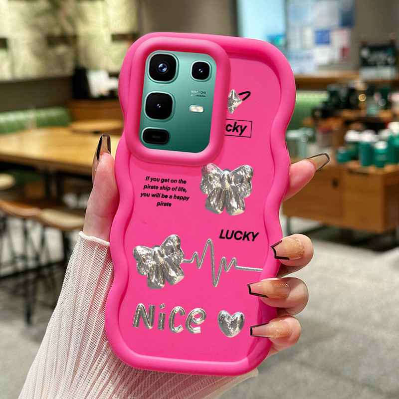 Casing Hp Untuk Infinix Note 50 Pro 4G Note 50S 5G Note 50X 5G Case Perak Bow Cesing Polos Kasing Ma