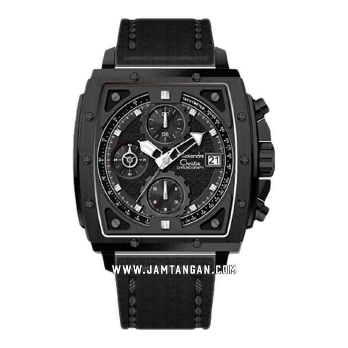 PROMO BESAR Alexandre Christie AC 6376 MC LIPBA Chronograph Men Black Dial Black