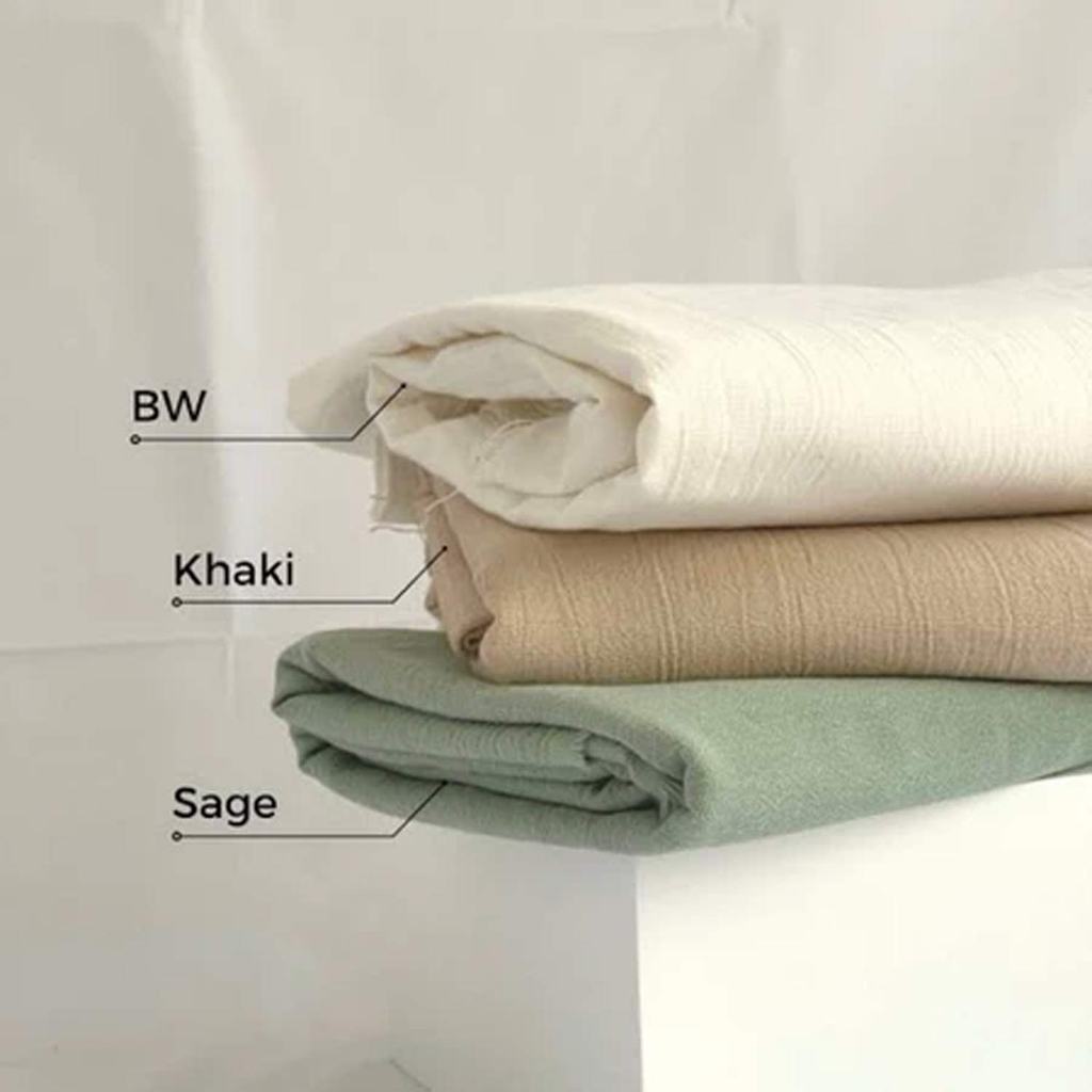 Kain Katun Linen Polos Premium Import Per Meter – Bahan Adem Natural untuk Gamis, Kemeja & Fashion C