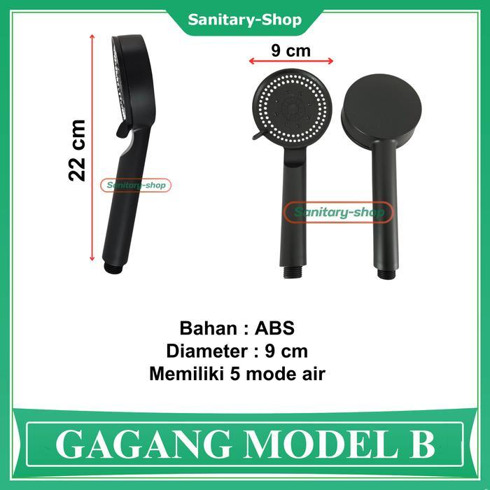 Gagang Kepala Hand Shower Mandi Bulat Kotak Hitam Black Series