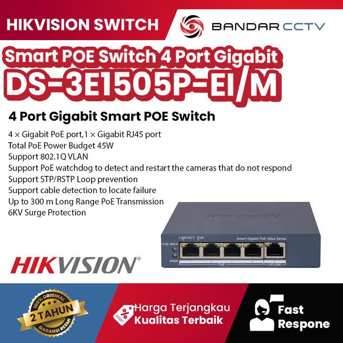 Hikvision Ds-3E1505P-Ei/M Smart Poe Switch 4 Port Gigabit