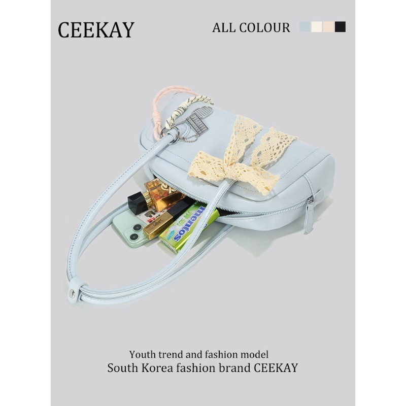 CEEKAY authentic niche bow bowling pillow bag high-end light luxury bag female Boston messenger bag