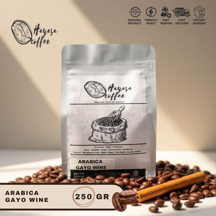 250Gr - Arabica Gayo Wine (Wine Series Hayasa Coffee) Berkualitas