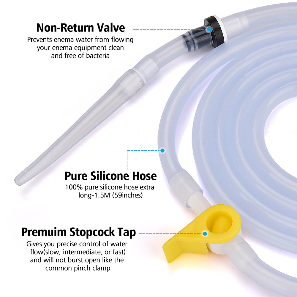 2L Enema Bag Kit Silicone Bidet Enema Hose Enema Nozzle Colon Tube Bottle Coffee Enema Bucket Kit