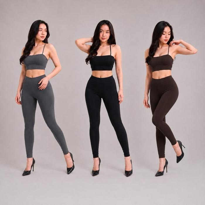 Legging HW Wanita/Legging Lembut/Legging Panjang/Legging Tebal/HW Hitam Lembut Nyaman Putih