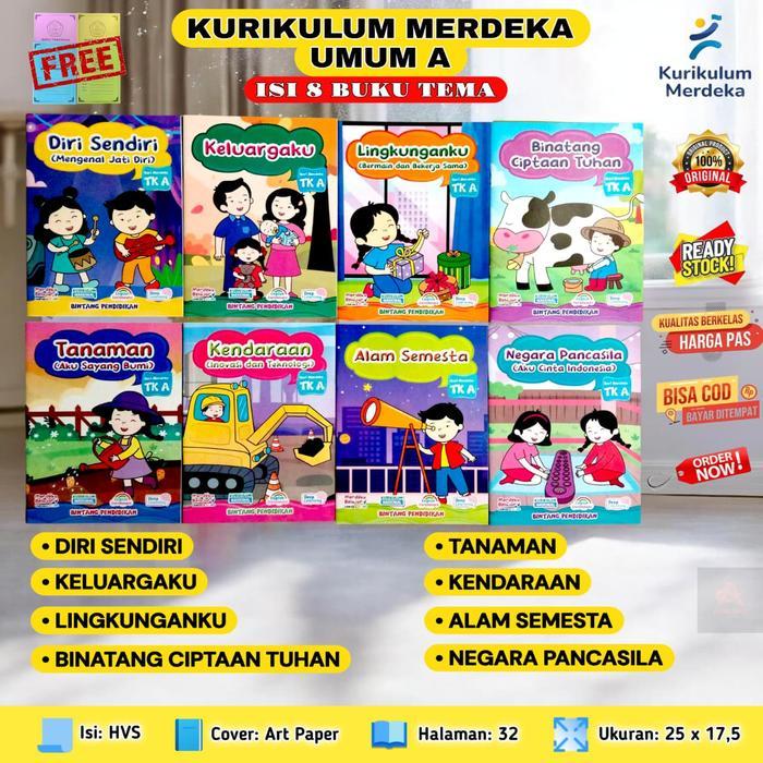 Merdeka Belajar - Kurikulum Merdeka Umum PAUD TK Buku Tabungan Gratis Tema Diri Sendiri Keluargaku