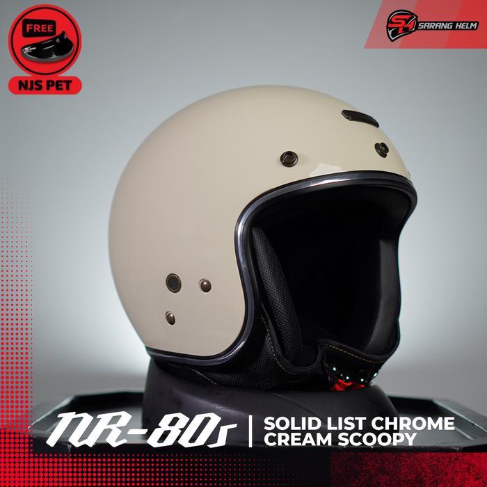 NJS NR80's Solid List Chrome - Helm Retro Helm NJS NJS Retro Retro NJS NR80S NR80S POLOS NJS Bogo
