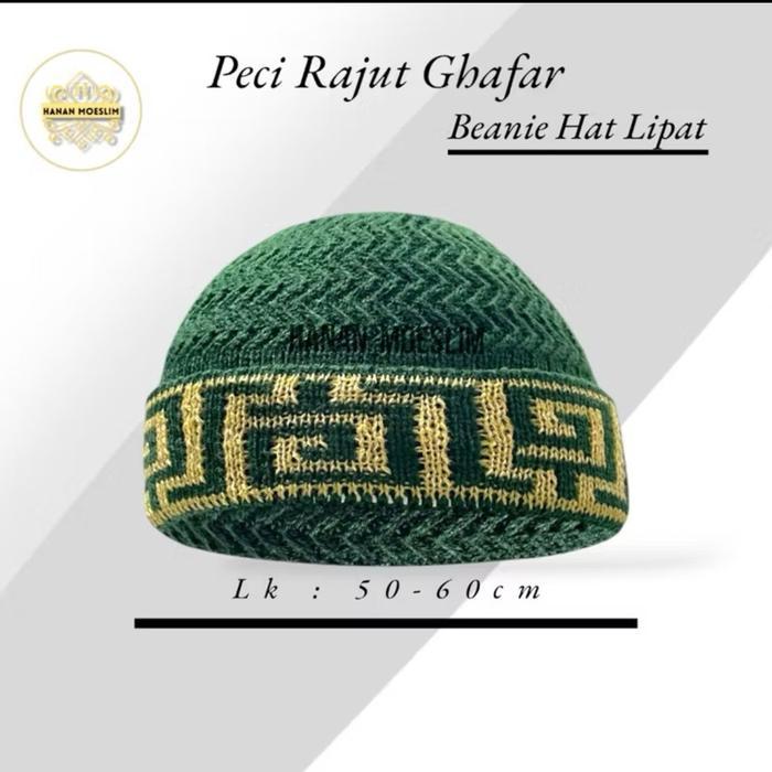 Hanan_Moeslim Rajut Kupluk Ghafar Beanie Hat Kopiah Pria Dewasa Perlengkapan Sholat