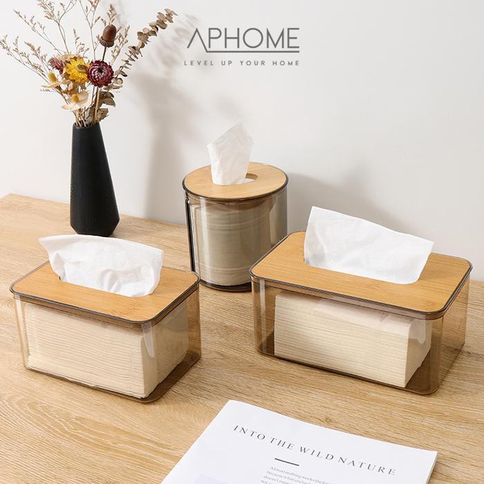 APHOME Tempat Tisu Kotak Tissue Kayu Transparan Box Tissue Tempat Tisu Kamar Mandi DINDA