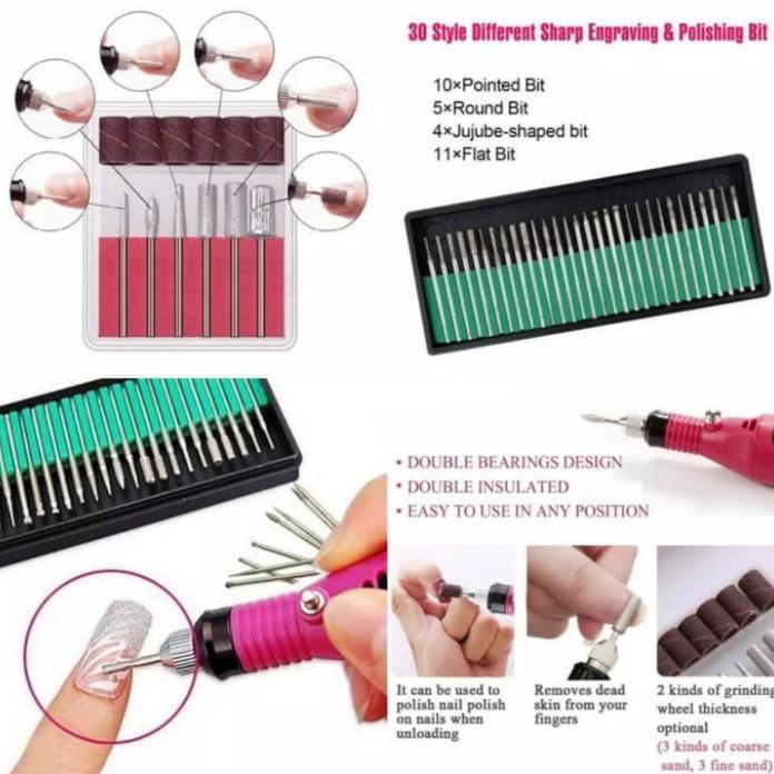 ELEKTRIK NAIL DRILL GERINDA MINI MANICURE PEDICURE ALAT UKIR KUKU,KAYU