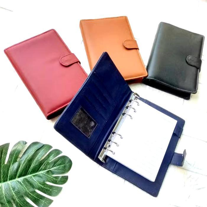 Buku Agenda Binder Cover Polos Exclusive Organizer A6 Isi Hvs Garis 100 Lembar Ring 6 Kertas Magnet