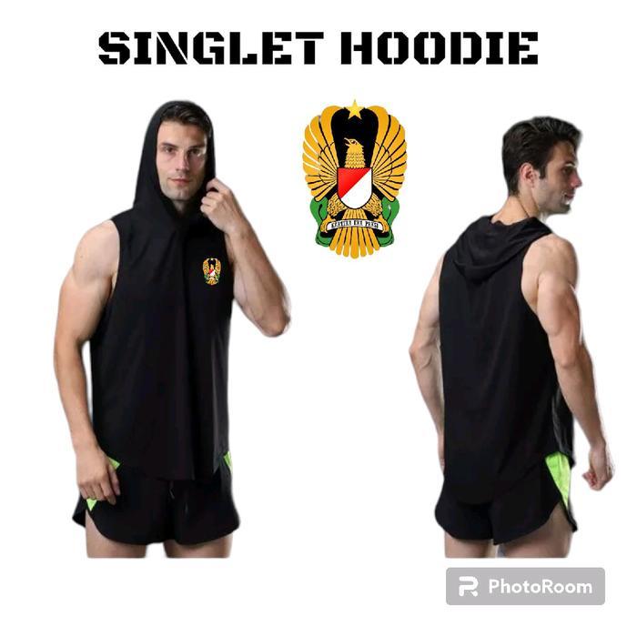 singlet hoodie hitam TNI POLRI/kaos olahraga TNI POLRI