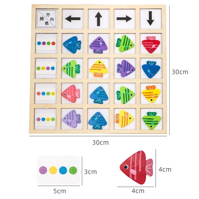 Children's Wooden Montessori Toys Kids Logical Thinking Training Direction Color Cognition