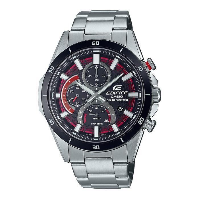 PROMO BESAR Jam Tangan Pria Casio Edifice EFS-S610DB-1AVUDF ChronographSlim Red Line Black Dial